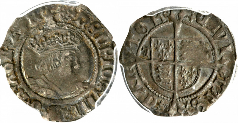 GREAT BRITAIN. 1/2 Groat, ND (1533-34)-TC. Canterbury Mint; mm: Catherine wheel....