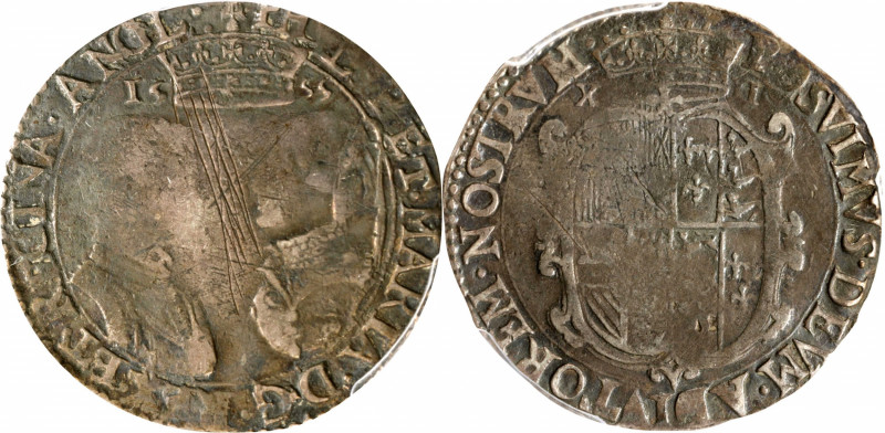 GREAT BRITAIN. Shilling, 1555. London Mint. Philip and Mary. PCGS Genuine--Toole...