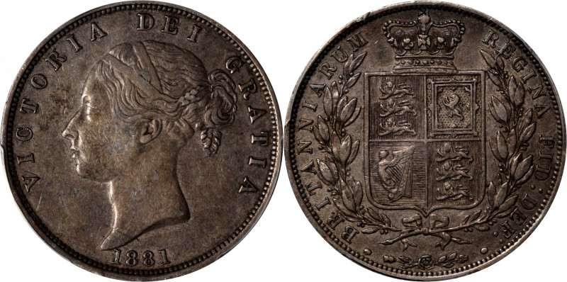 GREAT BRITAIN. 1/2 Crown, 1881. London Mint. Victoria. PCGS AU-50.

S-3889; KM...