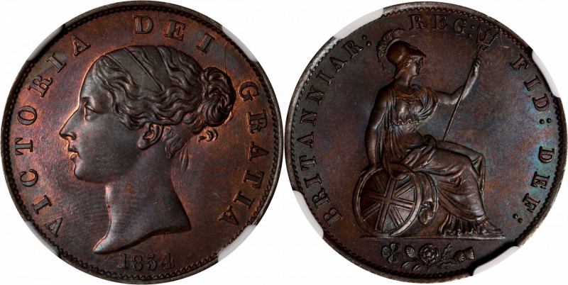 GREAT BRITAIN. 1/2 Penny, 1854. London Mint. Victoria. NGC MS-65 Brown.

S-394...