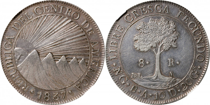 GUATEMALA. Central American Republic. 8 Reales, 1837-NG BA. Neuva Guatemala Mint...