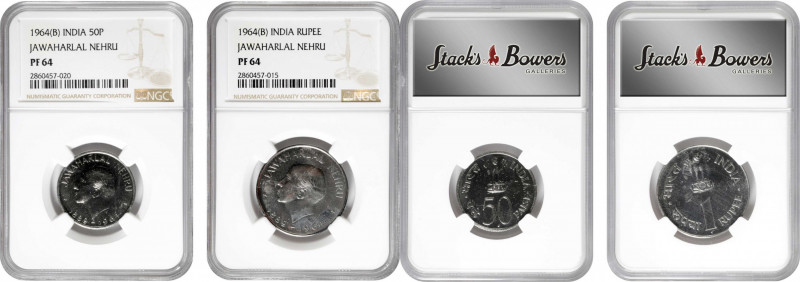 INDIA. Duo of Proof Denominations (2 Pieces), 1964-(B). Bombay Mint. Both NGC PR...