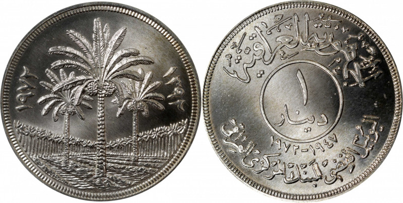 IRAQ. Dinar, AH 1392/1972. London or Llantrisant Mint. PCGS MS-69.

KM-137. Th...