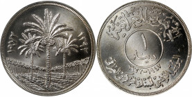 IRAQ. Dinar, AH 1392/1972. London or Llantrisant Mint. PCGS MS-69.

KM-137. This beautiful modern Iraqi issue graces with a pale and silvery luster ...