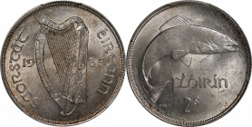 IRELAND. Florin, 1935. London Mint. PCGS MS-64.

S-6626; KM-7. This rich example presents lovely luster and just a slight tinge of champagne golden ...