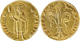 ITALY. Fiorino d'oro, ND (1252-1303). PCGS MS-62.

Fr-275; Bernocchi-326. 4th Series. This rich example displays a vivid painting of attractive mint...