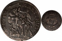 ITALY. Lucca. Scudo, 1741. NGC VF-30.

Dav-1373; KM-53. A decently struck and wholesome Scudo, featuring Saint Martin on horseback on the obverse. T...