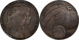 ITALY. Naples & Sicily. Naples. Piastra (120 Grana), 1791-P AP M. Naples Mint. Ferdinand IV, with Maria Carolina. PCGS VF-25.

Dav-1408; KM-213. Dee...