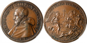 ITALY. Papal States. Massacre of the Huguenots Bronze Medal, 1572. Gregory XIII. PCGS AU-58.

Modesti-683; Linc-697; Roma-14. Diameter: 31 mm. By Gi...