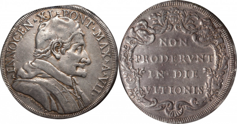 ITALY. Papal States. Piastra, ND (1682)-VII. Rome Mint. Innocent XI. PCGS Genuin...