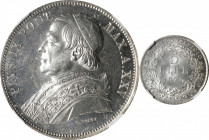 ITALY. Papal States. 5 Lire, 1870-R Year XXV. Rome Mint. Pius IX. NGC MS-63.

Dav-195; KM-1385. Fully argent and brilliant, this choice example of t...