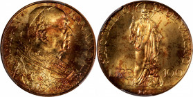 ITALY. Vatican City. 100 Lire, 1929 Year VIII. Rome Mint. Pius XI. PCGS MS-65.

Fr-283; KM-9; Pag-612. A lustrous and sharply struck Gem, with mottl...