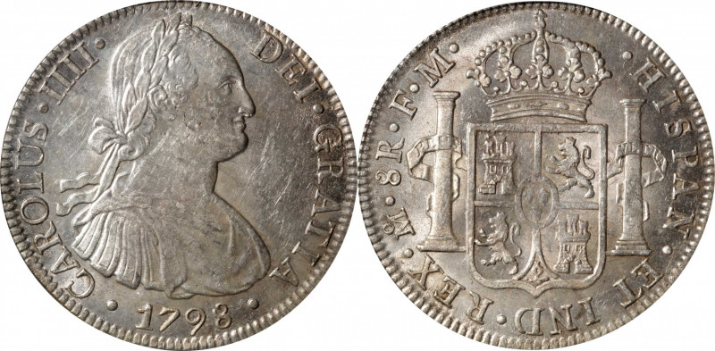 MEXICO. 8 Reales, 1798-Mo FM. Mexico City Mint. Charles IV. PCGS AU-58.

KM-10...