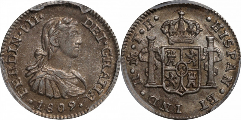 MEXICO. 1/2 Real, 1809-Mo TH. Mexico City Mint. Ferdinand VII. PCGS MS-62.

KM...