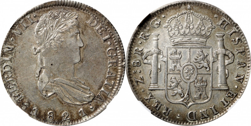 MEXICO. War of Independence. Zacatecas. 8 Reales, 1821-Zs RG. Ferdinand VII. NGC...