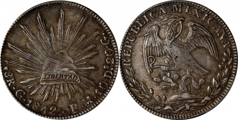 MEXICO. 8 Reales, 1842-Go PM. Guanajuato Mint. PCGS AU-53.

KM-377.8; DP-Go25....