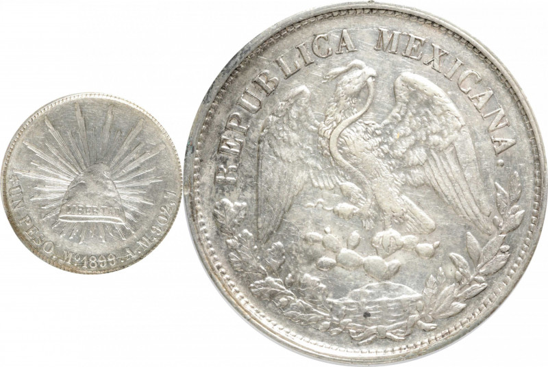 MEXICO. Peso, 1899-Mo AM. Mexico City Mint. PCGS AU-53.

KM-409.2. This handso...