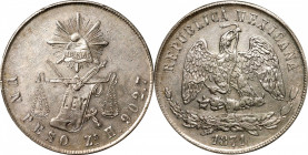 MEXICO. Peso, 1871-Zs H. Zacatecas Mint. PCGS AU-55.

KM-408.8. This handsome, scarcer date Peso has only seen light circulation and is sure to be a...