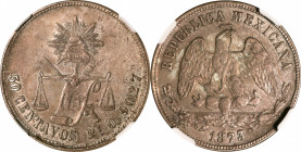 MEXICO. 50 Centavos, 1873-Pi O. San Luis Pososi Mint. NGC AU-55.

KM-407.7. A boldly struck and dark toned Balance Scale minor, with a faint mark of...