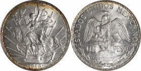 MEXICO. Peso, 1913. Mexico City Mint. PCGS MS-65.

KM-453. A truly marvelous Gem example of this wildly popular Peso type. The surfaces exude a perf...