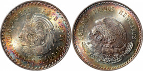 MEXICO. 5 Pesos, 1948-Mo. Mexico City Mint. PCGS MS-66.

KM-465. This beautiful Gem specimen offers an exceptional watercolor tone and underlying lu...