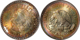 MEXICO. 5 Pesos, 1948-Mo. Mexico City Mint. PCGS MS-66.

KM-465. A supremely attractive Gem, this example offers a vivid peacock tone and radiant lu...