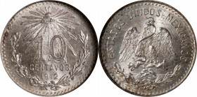 MEXICO. 10 Centavos, 1912-M. Mexico City Mint. NGC MS-65.

KM-428. A handsome Gem that offers spectacular argent luster that is warmed by the occasi...