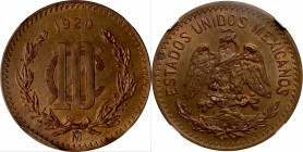 MEXICO. 10 Centavos, 1920-Mo. Mexico City Mint. NGC MS-63 Brown.

KM-430. A sharply struck and pleasing copper minor, with mint red clinging to the ...