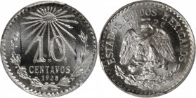 MEXICO. 10 Centavos, 1928-M. Mexico City Mint. PCGS MS-67.

KM-431. Platinum-white and pearly, this entrancing specimen presents considerable reflec...