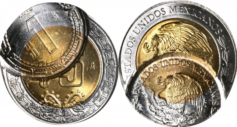 MEXICO. Mint Error -- Double Struck, Second Strike From 1 Peso Dies -- 5 Peso, 2...