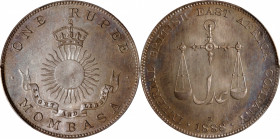MOMBASA. Imperial British East Africa Company. Rupee, 1888-H. Heaton Mint. Victoria. PCGS SPECIMEN-66.

KM-5. Slate gray overall and with a subtle a...