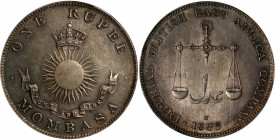 MOMBASA. Imperial British East Africa Company. Rupee, 1888-H. Heaton Mint. Victoria. PCGS SPECIMEN-62.

KM-5. A&nbsp; RARELY seen specimen striking,...