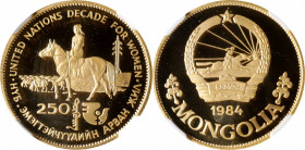 MONGOLIA. 250 Tugrik, 1984. Llantrisant Mint. NGC PROOF-68 Ultra Cameo.

Fr-3; KM-45. Mintage: 510.&nbsp;Issued for the Decade of Women. A brilliant...
