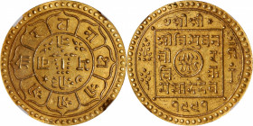 NEPAL. Mohar, VS 1991 (1934). Tribhuvan Bir Bikram. NGC MS-62.

Fr-27; KM-702. This attractive piece of Nepalese gold offers a sunny color and some ...