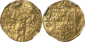NETHERLANDS. Gelderland. Ducat, 1599. NGC VF-25.

Fr-237. A decently struck Ducat, on a wavy flan with the typical patches of low detail. The coin i...