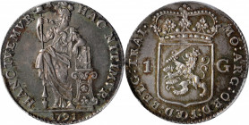 NETHERLANDS. Utrecht. Gulden, 1791. PCGS MS-64.

KM-102.3. This handsome piece is bathed in good amounts of rainbow toning and presents a magnetic a...