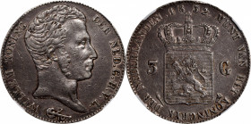 NETHERLANDS. 3 Gulden, 1832/24. William I. NGC VF-30.

KM-49. Though well travelled, this example retains enough detail to be a charming piece of th...