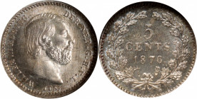 NETHERLANDS. 5 Cents, 1876. Utrecht Mint. William III. NGC MS-68.

KM-91. Broadaxe Mintmark. The highest graded example by NGC and tied with one oth...