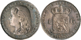 NETHERLANDS. Gulden, 1892. Utrecht Mint. Wilhelmina I. PCGS EF-45.

KM-117. Though circulated, this specimen gives nice appeal with deeply toned sur...