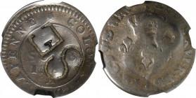 NETHERLANDS ANTILLES. Saint Eustatius. Stuiver, ND (1797). NGC VF-30 Brown.

KM-1.1. A bold and clear "SE" countermark on a French Guiana 2 Sous dat...