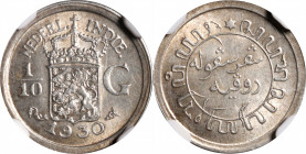 NETHERLANDS EAST INDIES. Kingdom of the Netherlands. 1/10 Gulden, 1930. Utrecht Mint. Wilhelmina. NGC MS-64.

KM-311. A wonderful example of the pop...