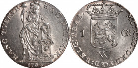 NETHERLANDS WEST INDIES. Gulden, 1794-W. Utrecht Mint. ANACS AU-55 Details--Cleaned.

KM-3. A desirable piece, this example demonstrates a robust lu...