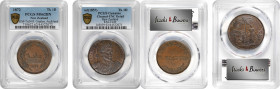NEW ZEALAND. Duo of Penny Tokens (2 Pieces), 1857 & 1872. Both PCGS Certified.

1) Auckland. 1872. MS-62 Brown. KM-Tn24. Thames Hotel Auckland. 2) N...