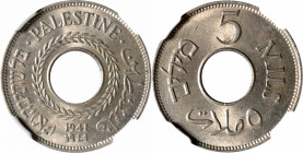 PALESTINE. 5 Mils, 1941. London Mint. George VI. NGC MS-65.

KM-3. A softly lustrous and pleasing coin, with only two graded finer by NGC.

Estima...