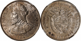 PANAMA. 50 Centesimos, 1904. NGC AU-58.

KM-5. A wholesome coin with just a touch of wear on the highest points, and patchy russet toning on both si...