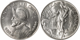 PANAMA. Balboa, 1931. Philadelphia Mint. PCGS MS-63.

KM-13. A sharply struck example, this fully Choice piece delivers a dazzling display of argent...