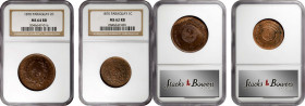 PARAGUAY. Duo of Copper Minors (2 Pieces), 1870. Both NGC Certified.

1) 2 Centesimos. NGC MS-64 Red-Brown. KM-3.
2) Centesimo. NGC MS-62 Red-Brown...