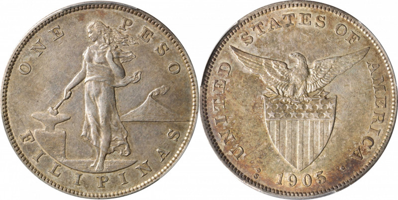 PHILIPPINES. Peso, 1905-S. San Francisco Mint. PCGS AU-50.

KM-168; Allen-16.0...