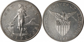 PHILIPPINES. Peso, 1906-S. San Francisco Mint. PCGS Genuine--Gouged, AU Details.

KM-168; Allen-16.08. Though featuring a respectable mintage of 201...
