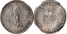 PHILIPPINES. 50 Centavos, 1907-S. San Francisco Mint. NGC AU-55.

KM-171; Allen-14.01. A handsome coin displaying a good strike and attractive rainb...
